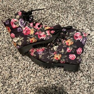 cute floral combat boots